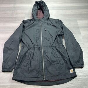 Carhartt Women's Black Hooded Windbreaker Coat Jacket 8/10 M